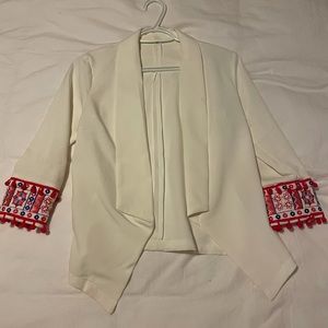 WHITE TASSLE BLAZER